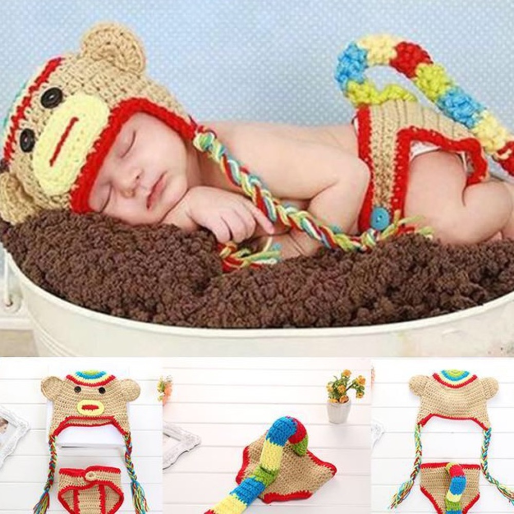 Crochet Infant Photo Prop Monkey New